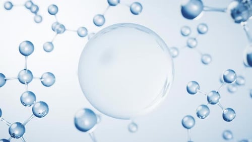 Animated Molecular Structure with Clear Liquid Drop