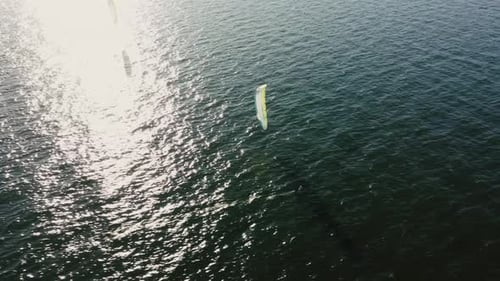 Aerial View of Kitesurfing on the Waves of the Baltic Sea Poland Gdansk