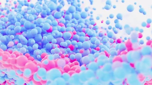 Dynamic Flow of Abstract Pink and Blue Spheres