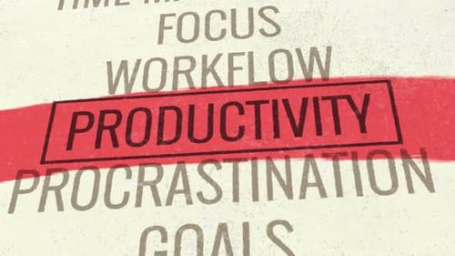 Productivity Word Cloud Highlighted with Red Stroke Animation