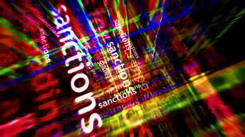 Dynamic Economic Sanctions Glitch Text Reveal Animation