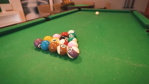 Snooker billiard table ready to play close up shot