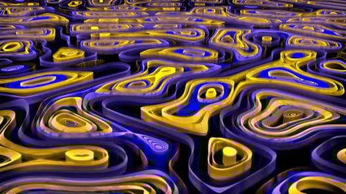 Blue And Yellow Abstract Neon Ribbons Background VJ Loop l 4K