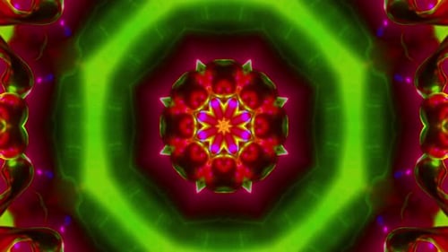 Vibrant green and pink mandala pattern