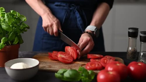 Tomato Slicing for Caprese Salad at Home