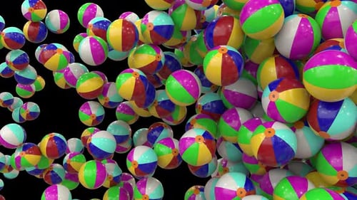 Vibrant Inflatable Beach Ball Animated Transition From Side Than Explode