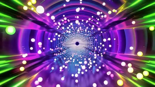 Futuristischer Neontunnel mit leuchtenden Kugeln VJ Loop