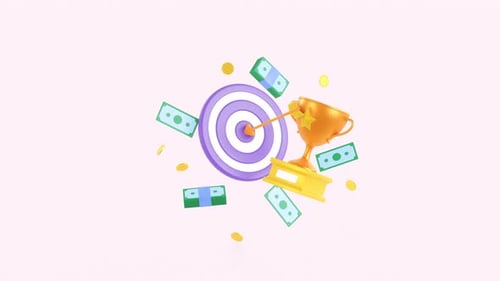 Animated Business Success: Target, Trophy, Money, and Goals