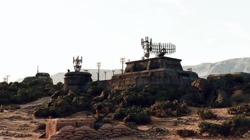 A Hilltop with a Cluster of Antennas Possibly at a Military Base or War Bunker