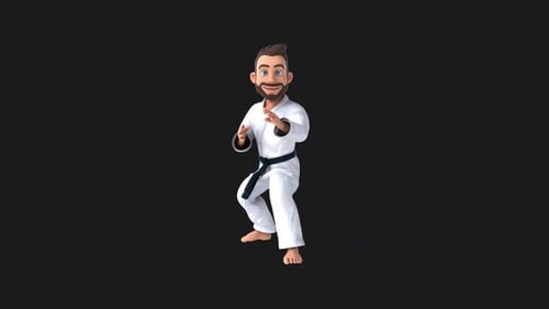 Lustiger 3D-Cartoon-Karateka (mit Alphakanal)