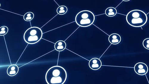 Animated Digital Network of Glowing People Icons Connecting