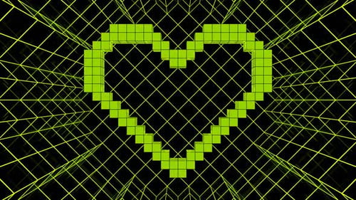 Multicolor Pixel Heart Background Vj Loop In HD