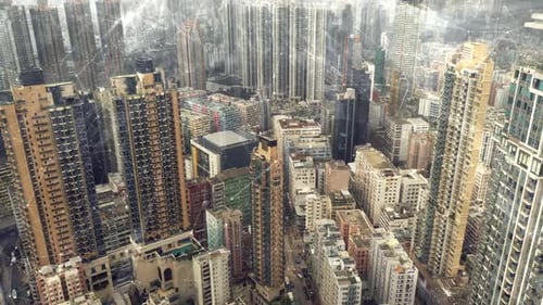 Dense Urban Cityscape with Transparent Network Overlay