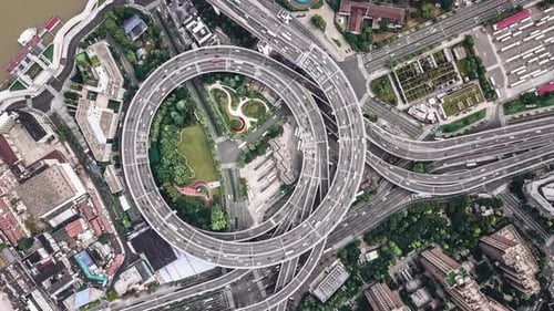 Cinematic And Majestic View Of Highway Intersection in China