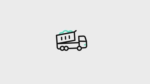 Minimalist Sketch Dump Truck Icon Animation