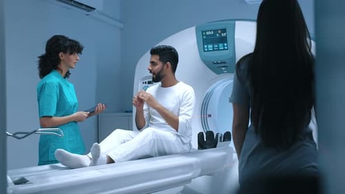 Patient Consultation Before CT Scan in Modern Hospital