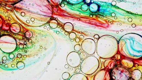 Abstrakte bunte Farbe, Tinte, Wirbel, Textur, Hintergrund, Molekül, Blase, Cluster, flüssige Kunst, Acryl