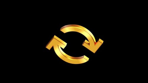 Golden 3D Refresh Icon Seamlessly Looping