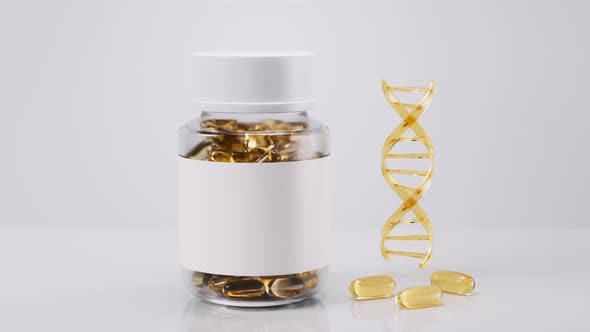 Capsule d'huile de poisson dorée, Graphiques Animés Y compris ...