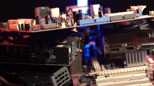 Placas Madre y Partes de Computadoras, Desechos Electrónicos de Primer Plano