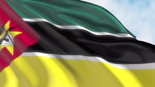 Waving Flag of Mozambique in the Wind