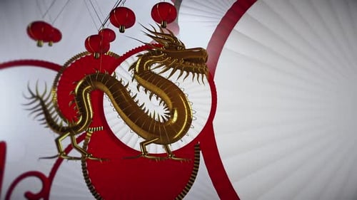 Golden Dragon and Lanterns Animated Background for Chinese New Year