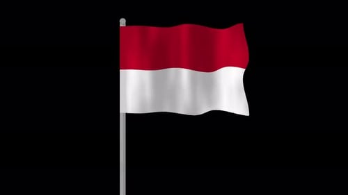 Realistic Waving Flag of Indonesia