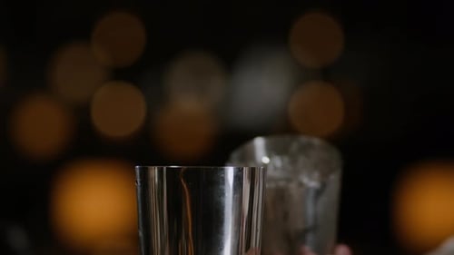 Bartender Preparing a Cocktail in Shaker
