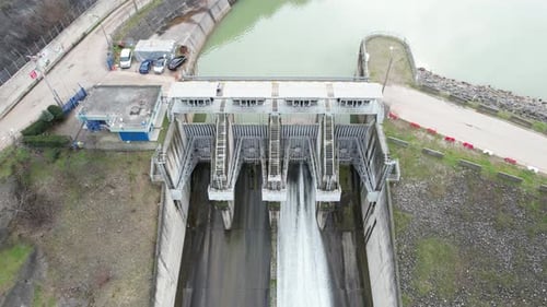 River Dam with Flowing Water