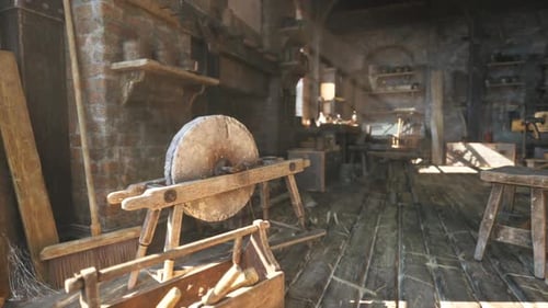Old Carpentry Workshop Filled with Traditional Tools and Rustic Charm
