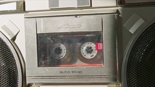 1980er-Boombox-Kassettenwiedergabe, Nahaufnahme
