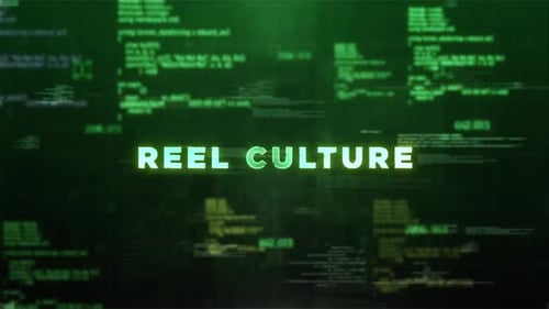 Glowing Text Reveal on Cyber Glitch Code Background