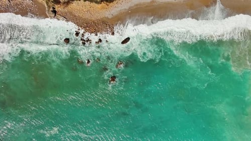 Beach and Sea Waves Top Vew