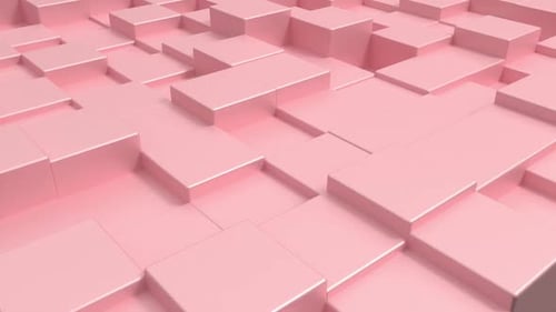 Looping Pink Abstract Geometric Cubes Background