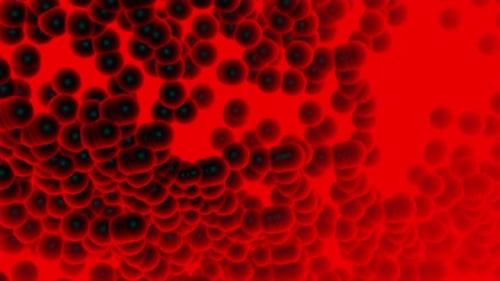 Abstract Red Spheres Expanding Particle Background
