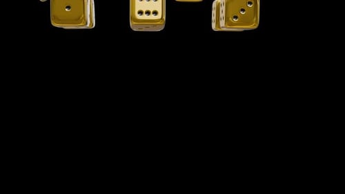 Modern 3D Golden Dice Falling Animation