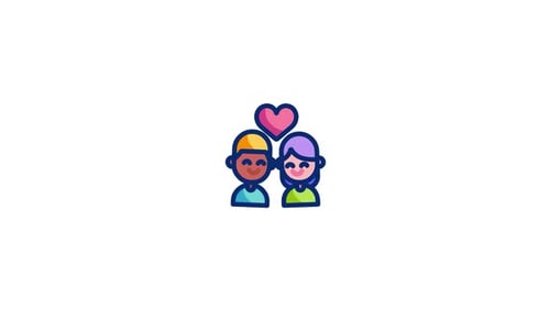 Animated Flat Design Couple with Heart Icon
