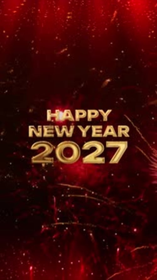 2027 New Year Fireworks Background Vertical