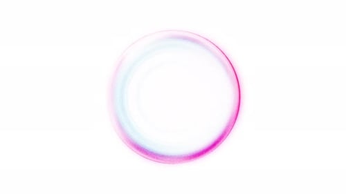 Dispersed pink energy sphere with soft particle glow and smooth light diffusion on white background