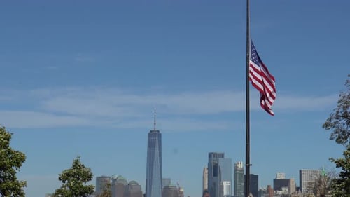 UNITED STATES OF AMERICA FLAG HALF STAFF