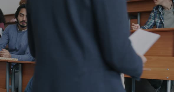 Slow Motion of Students Writing Test Then Giving Papers to Teacher Busy ...