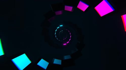 Cyan And Pink Neon Spiral Screens Background Vj Loop In 4K