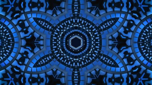 Futuristic Blue Geometric Tunnel Kaleidoscope Loop Background