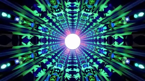 Boucle de tunnel au néon futuriste avec motif géométrique abstrait brillant