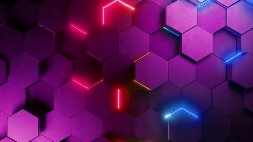Neonsechsecke leuchten lila