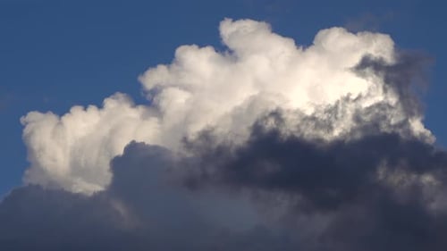 White and grey clouds moving on the blue sky