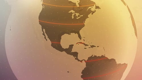 Headline Collection: Sepia toned canvas with a rotating globe swiping in from the top right corner