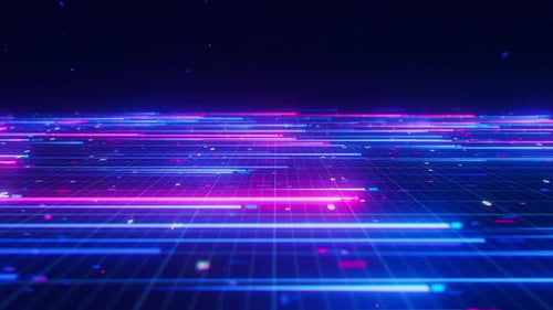 Big Data, vitesse de la lumière, flux direct vers la droite, flux de données numériques abstraites de l'informatique quantique