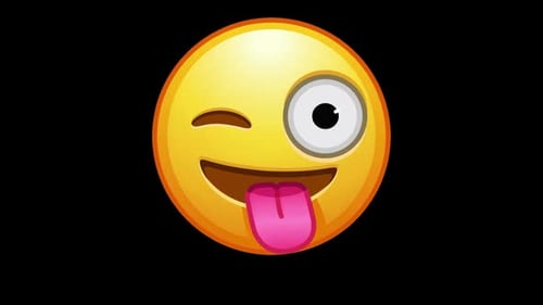 Showing tongue with one eye animated emoji