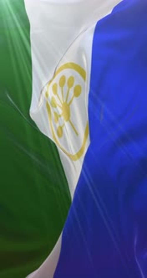 Realistic Vertical Flag of Bashkortostan Waving Loop